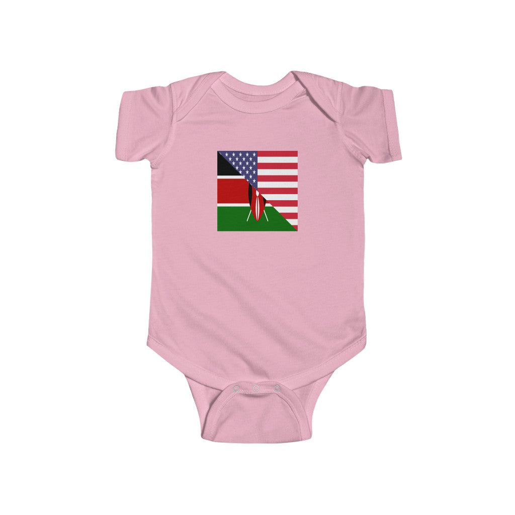 Kenyan American Flag Baby Bodysuit | Kenya USA Newborn Boy Girl