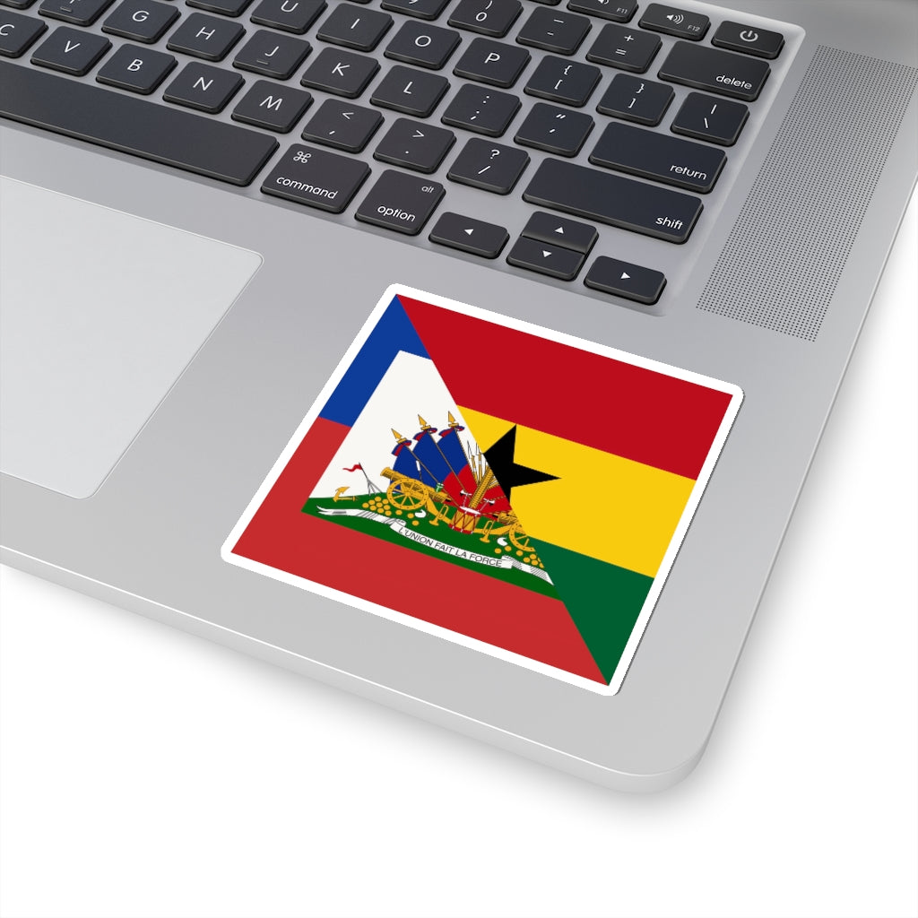 Half Haitian-Ghanaian Flag Sticker | Haiti Ghana Flag Sticker