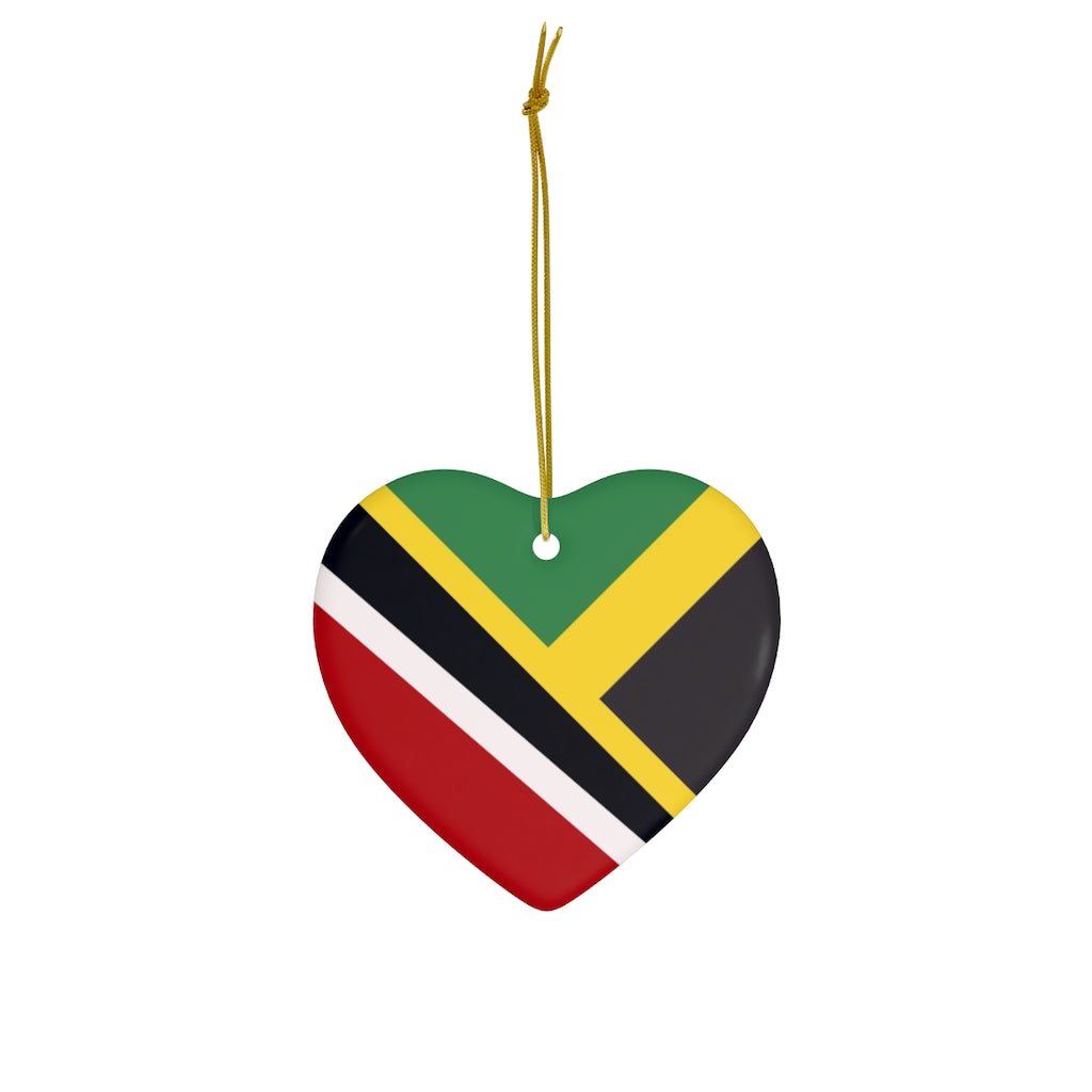 Half Trini Jamaican Flag Ceramic Ornaments | Trinidad Jamaica Christmas Tree