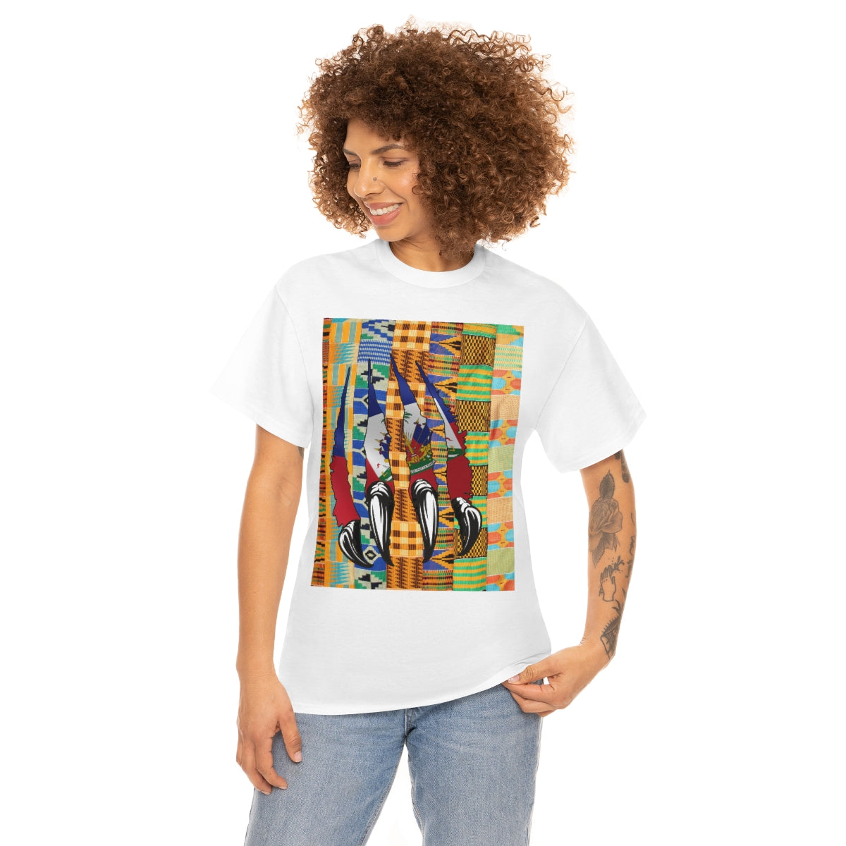 Haitian Panther Tee Shirt | Haiti Flag Kente T-Shirt