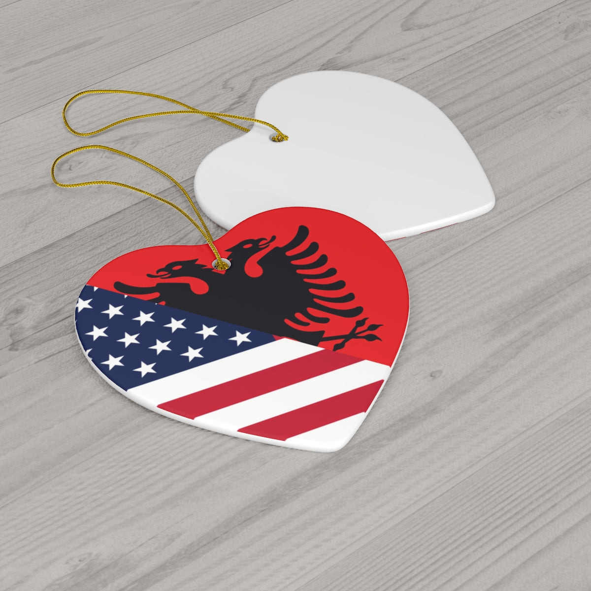 Albania American Flag Ceramic Ornaments | Albanian USA Holiday Christmas Tree