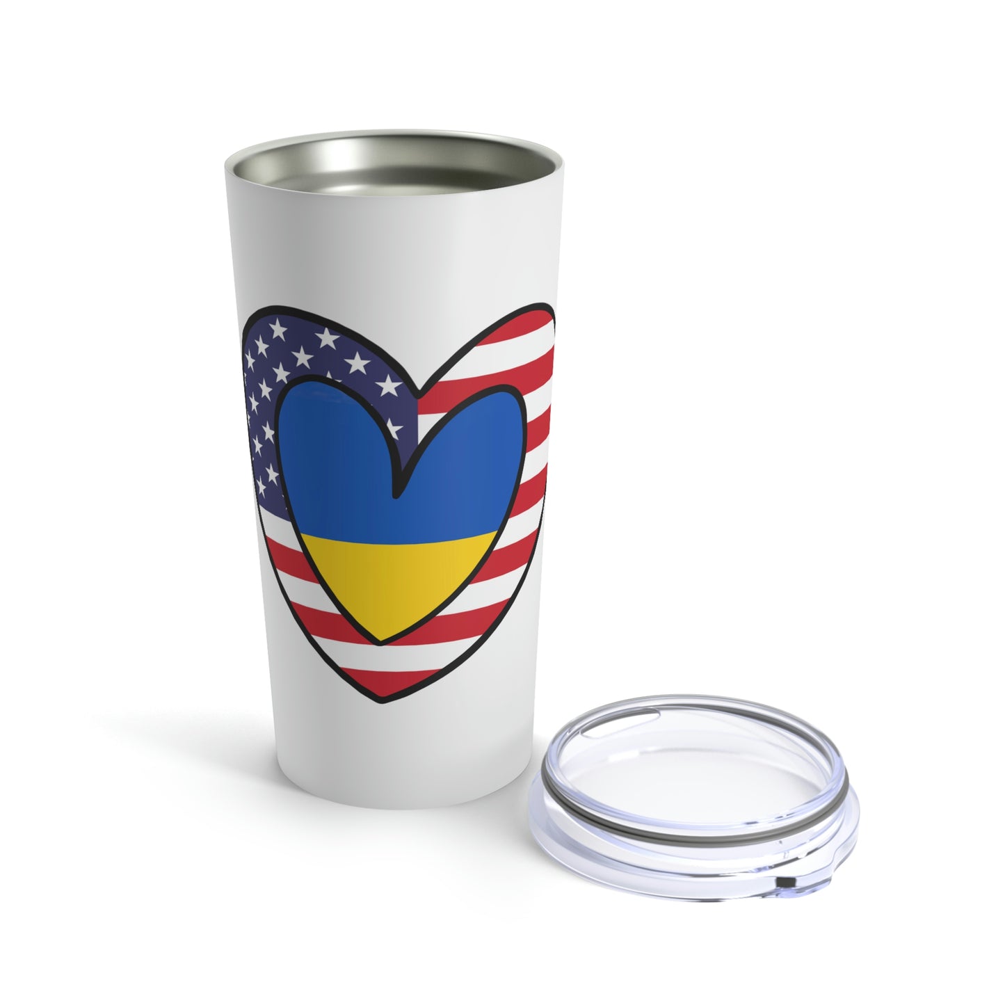 American Ukrainian Flag Heart Valentines Day Gift USA Ukraine  Tumbler 20oz