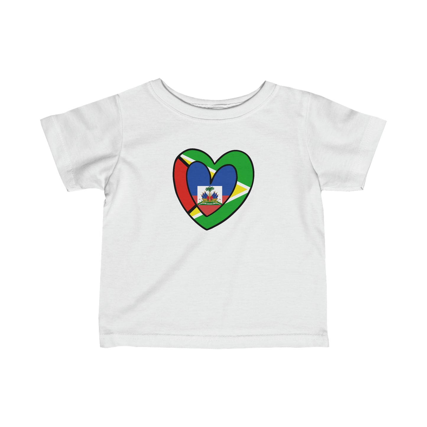 Infant Guyanese Haitian Flag Inner Heart Guyana Haiti  Toddler Tee Shirt