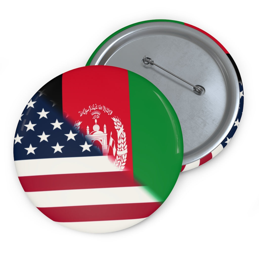 Afghan American Flag Pin Button | Afghanistan USA
