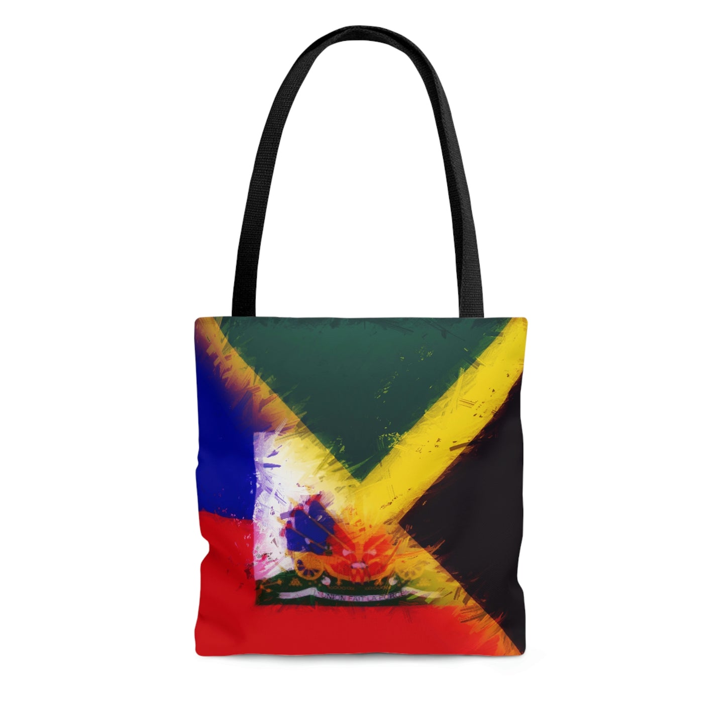 Haitian Jamaican Painted Flag | Haiti Jamaica Tote Bag | Shoulder Bag