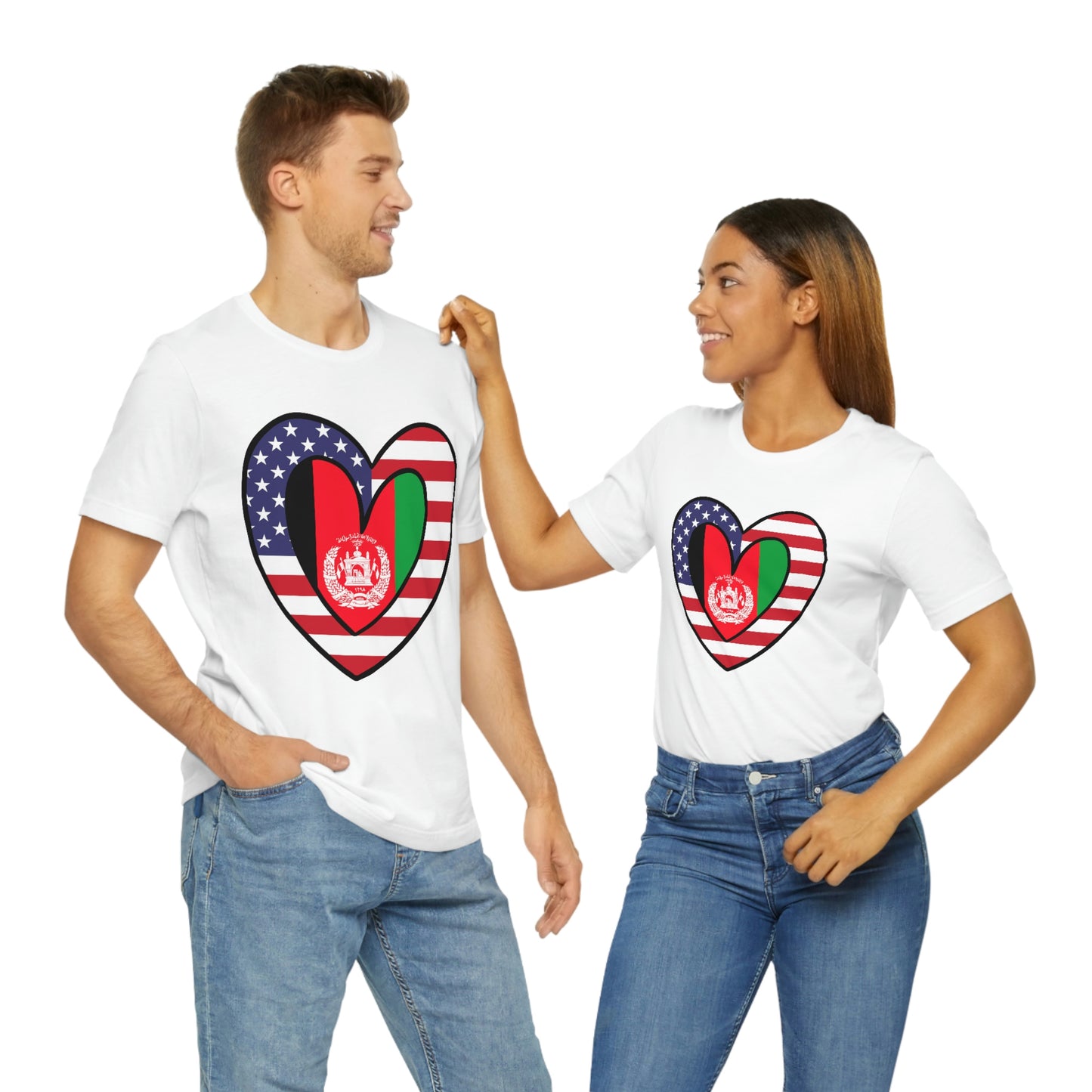 Afghan American Heart Valentines Day Gift Tee Shirt | Afghanistan USA Flag T-Shirt