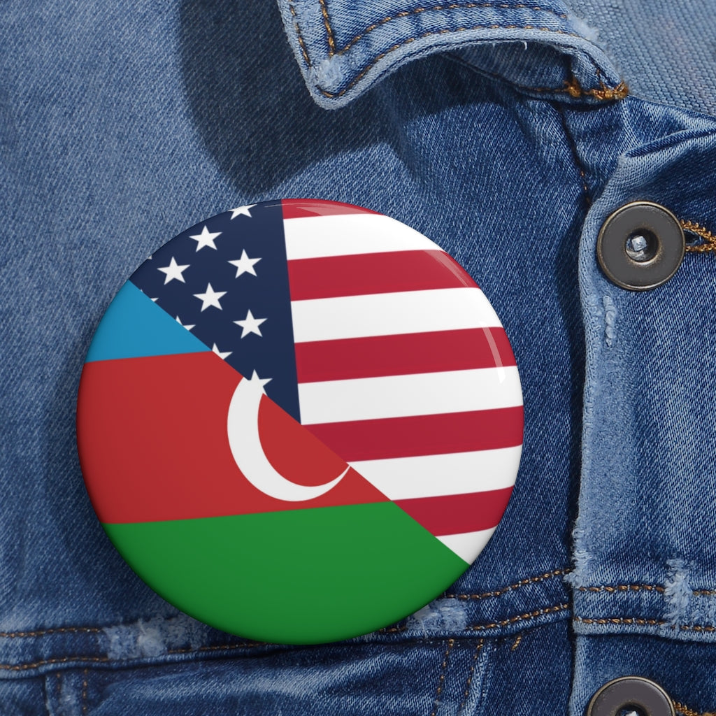Azerbaijan American Flag Pin Button | USA America