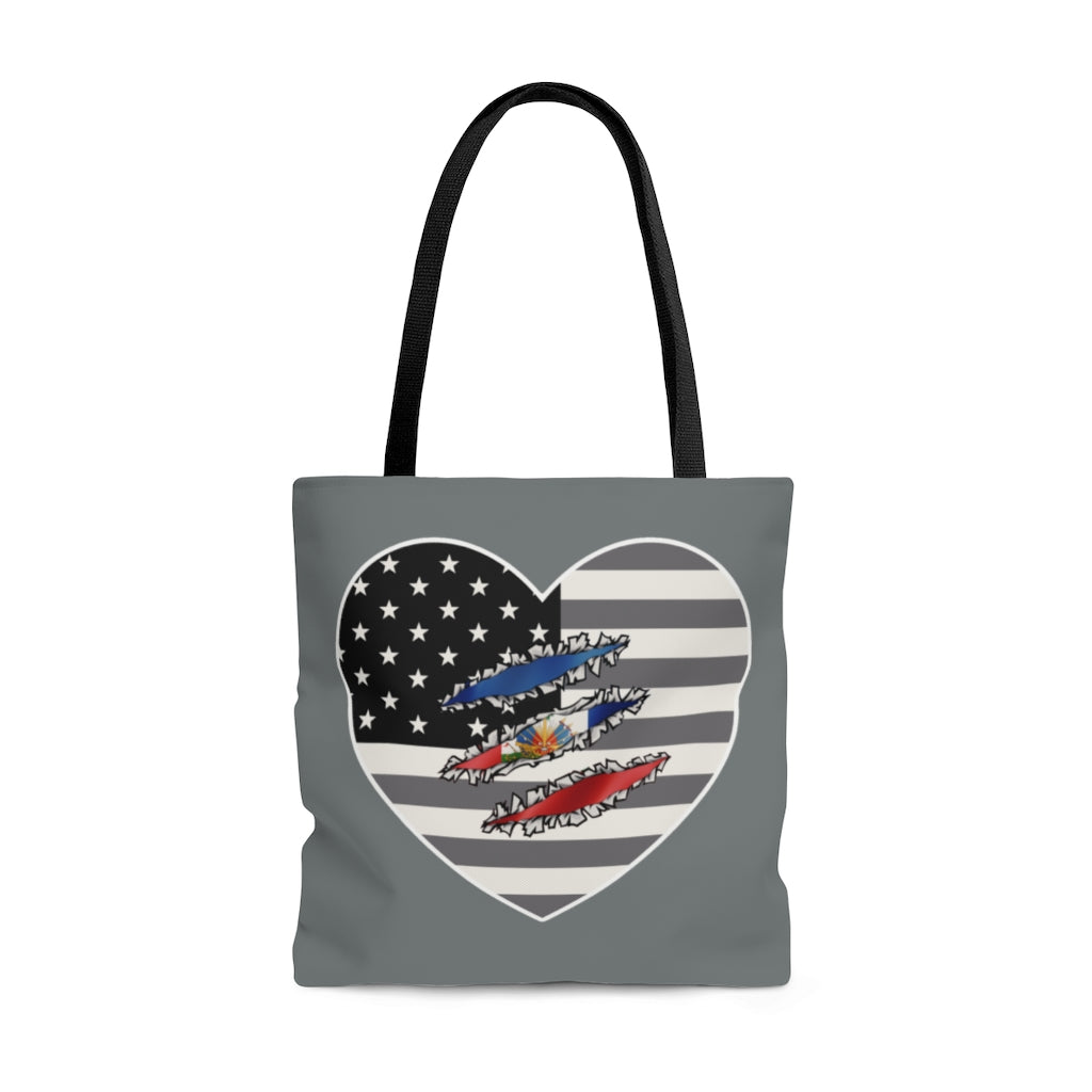 Haitian American At Heart Flag Tote Bag  | Haiti USA Accessory