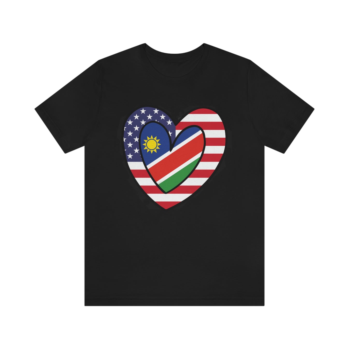 Namibian American Heart Valentines Day Gift Tee Shirt | Namibia USA Flag Wedding T-Shirt