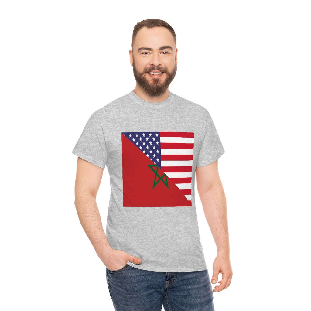 Moroccan American Flag Tee Shirt | Morocco USA Tshirt