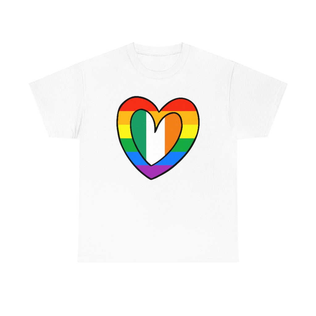 Irish Rainbow Flag Heart T-Shirt | Unisex Ireland Pride Month Tee