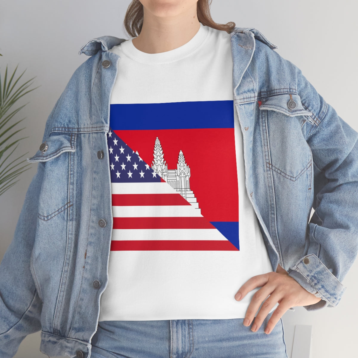 Cambodian American Flag Half Cambodia USA T-Shirt | Unisex Tee Shirt