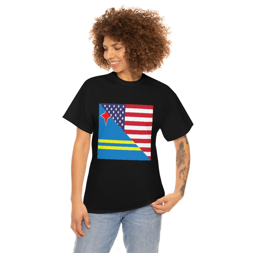 Aruban American Flag Tee Shirt | Aruba USA Tshirt