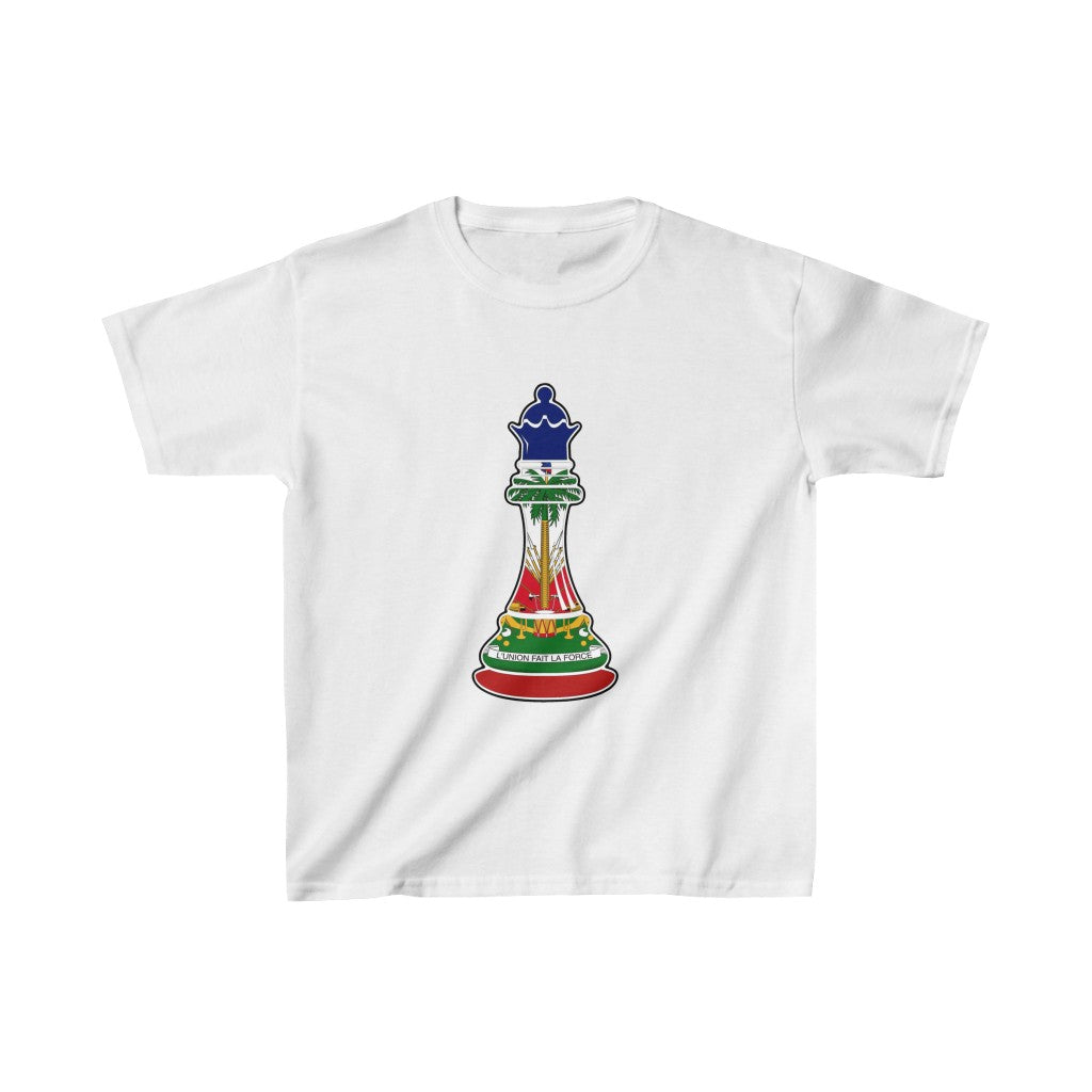 Kids Haitian Queen Chess Piece | Haiti Flag Royalty T-Shirt | Unisex Tee Shirt