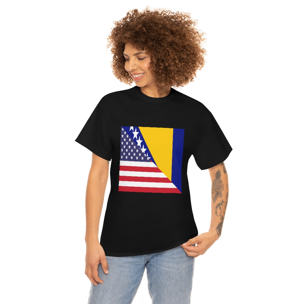 Bosnia and Herzegovina American Flag Tee Shirt | Bosnia USA Tshirt