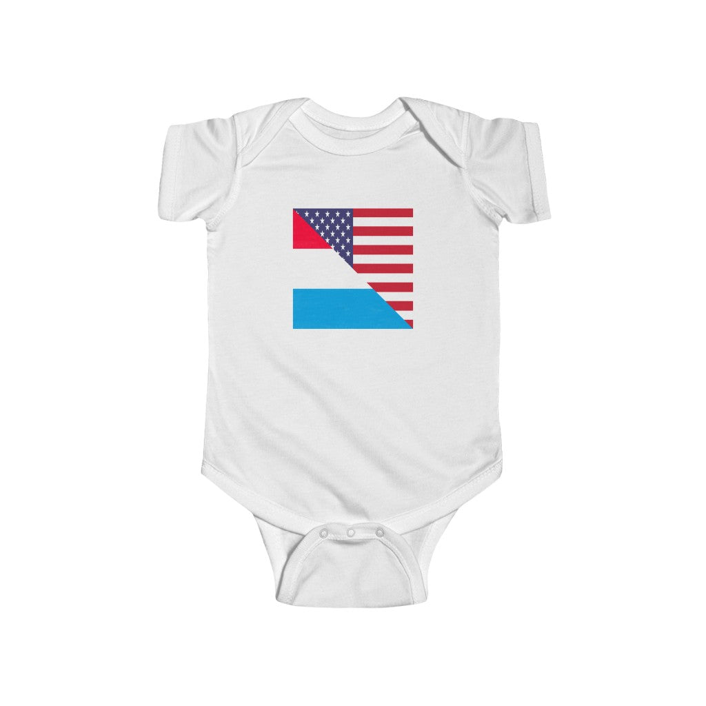 Luxembourg American Flag Baby Bodysuit | Luxembourger USA Newborn