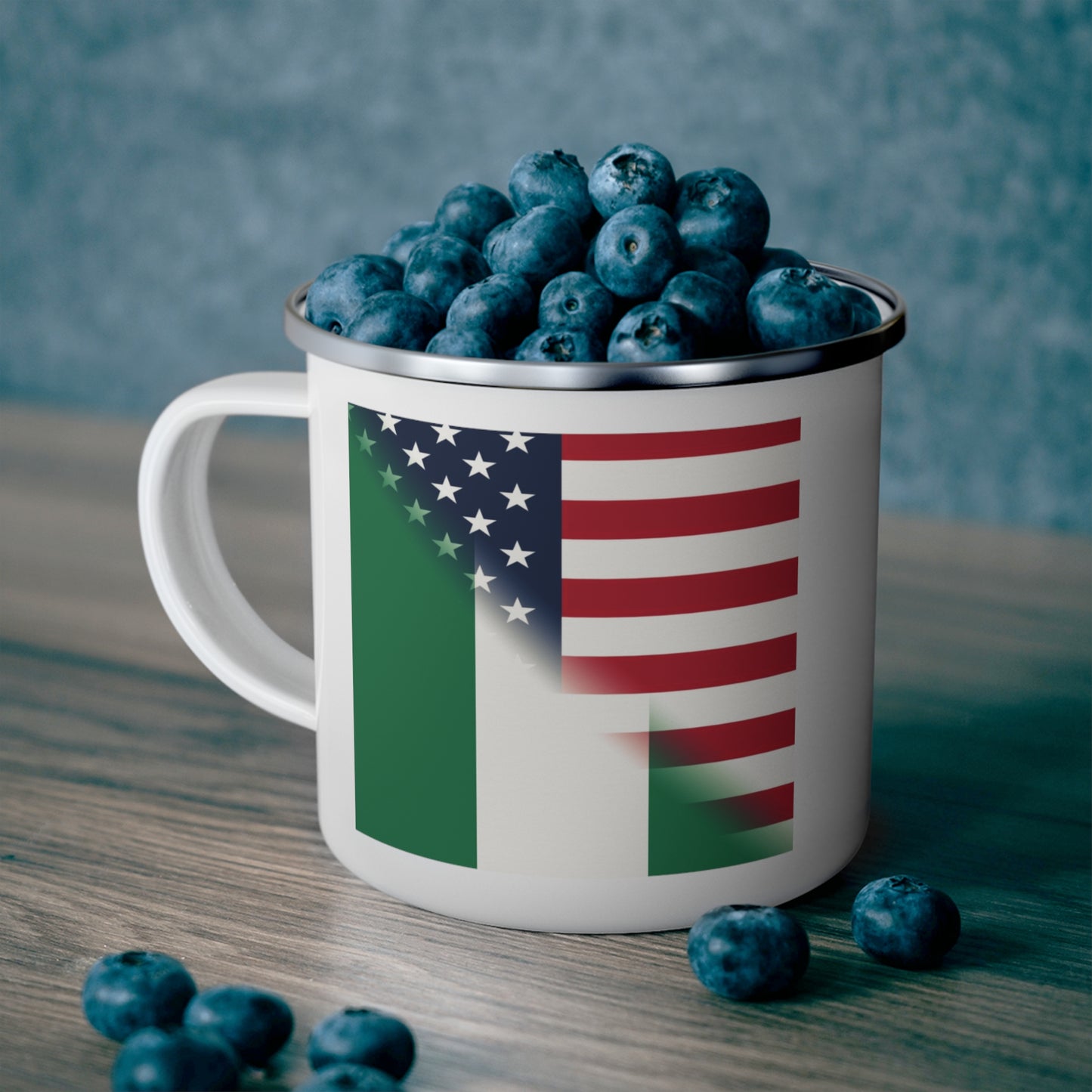 Nigerian American Flag Half Naija USA African 12oz Enamel Mug