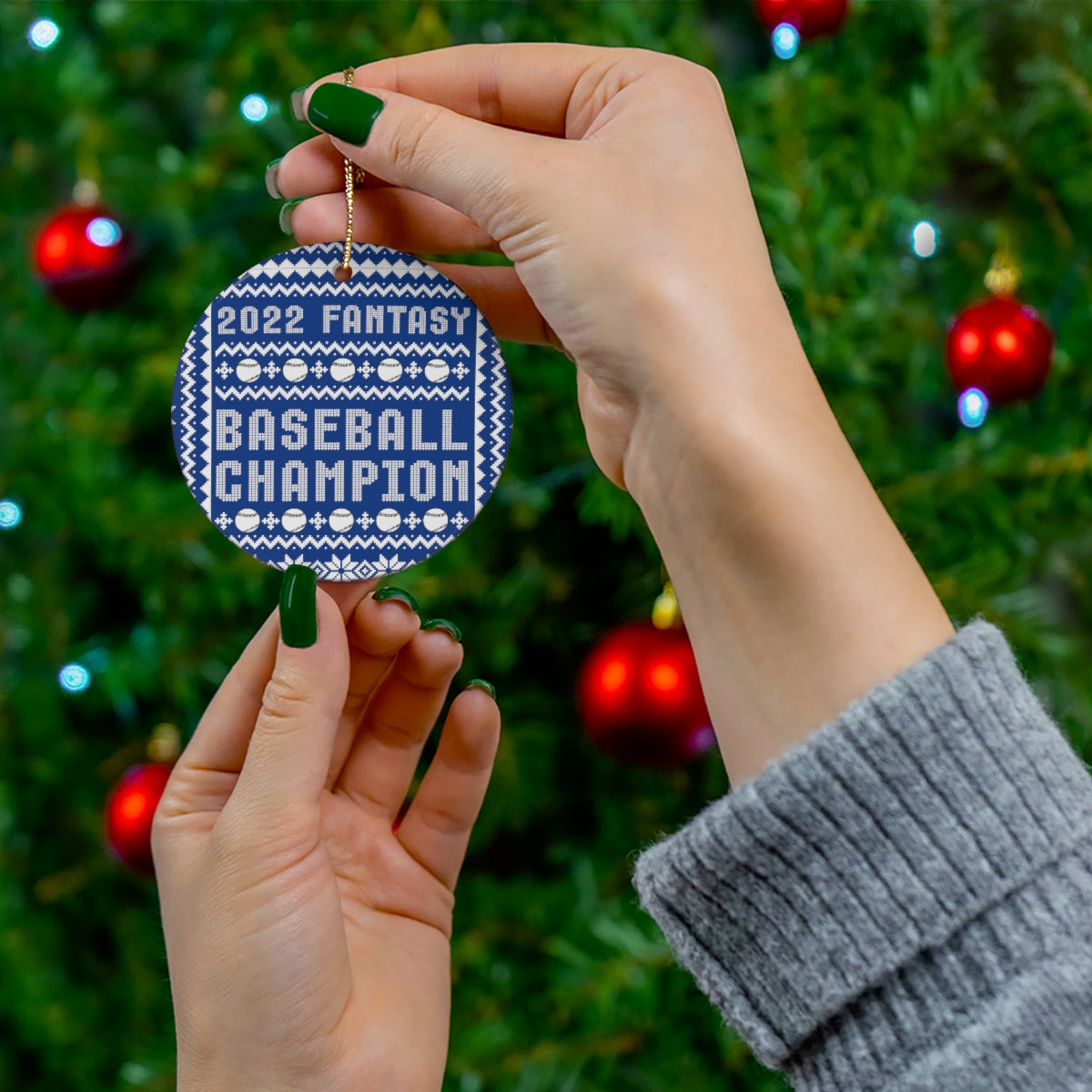 Fantasy Baseball Champion 2022 Ceramic Ornament | Champ Christmas Tree