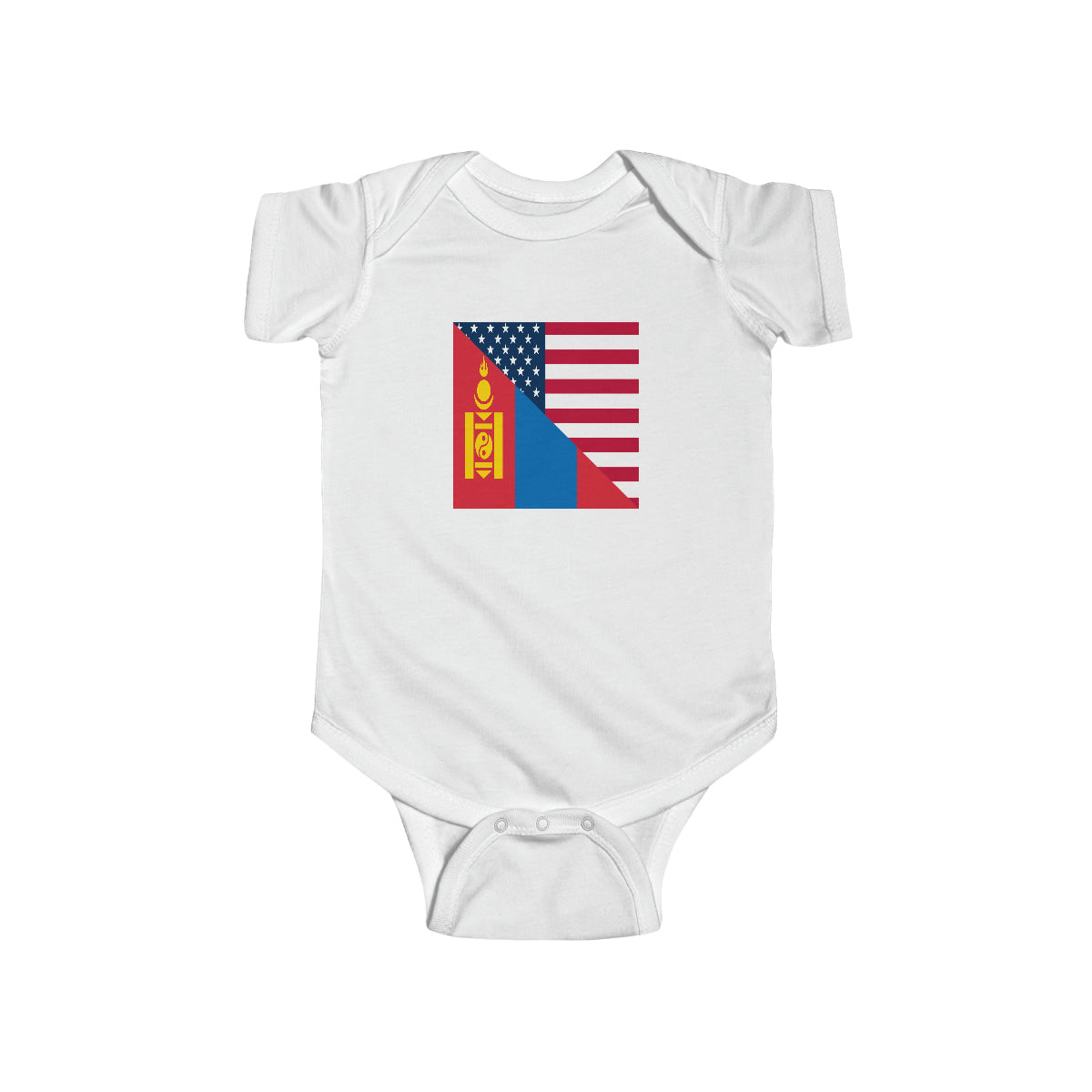 Mongolian American Flag Half Mongolia USA Baby Bodysuit | Newborn Boy Girl