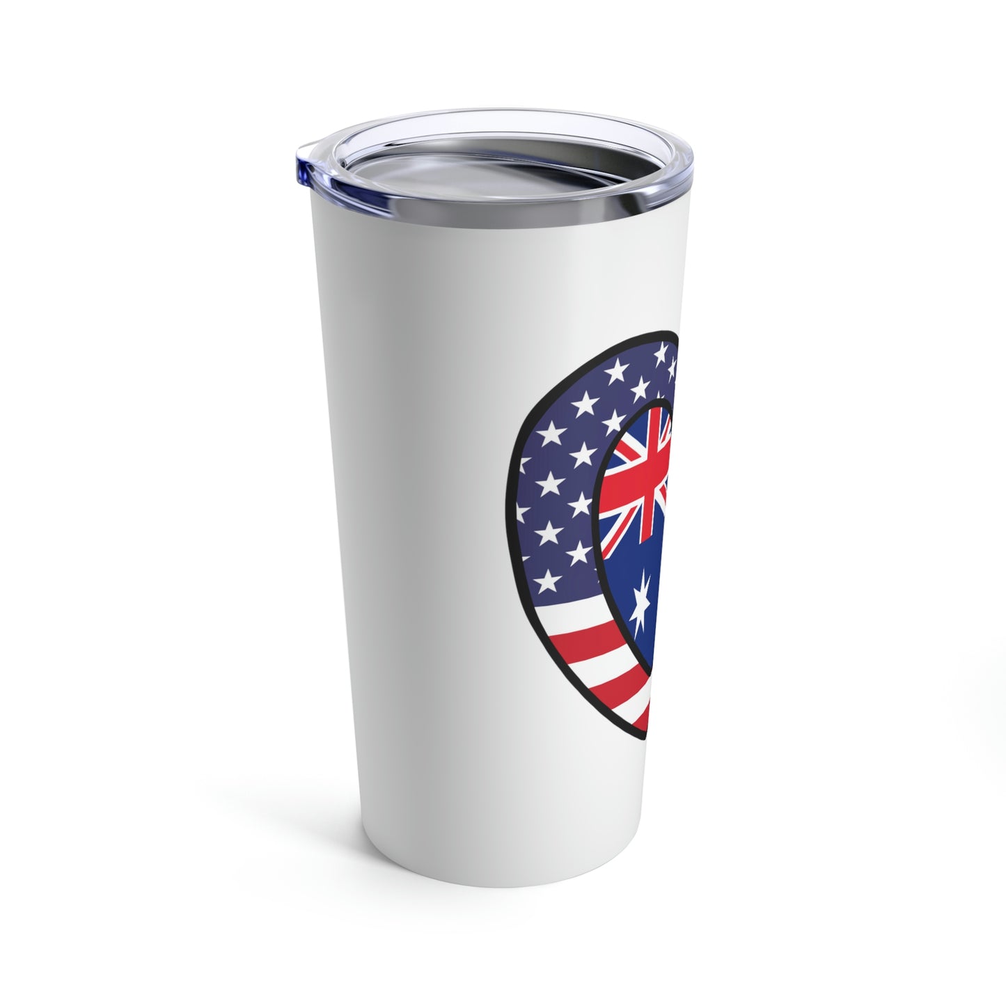 Australian American Heart Valentines Day Gift Half Australia USA Flag Tumbler 20oz Beverage Container