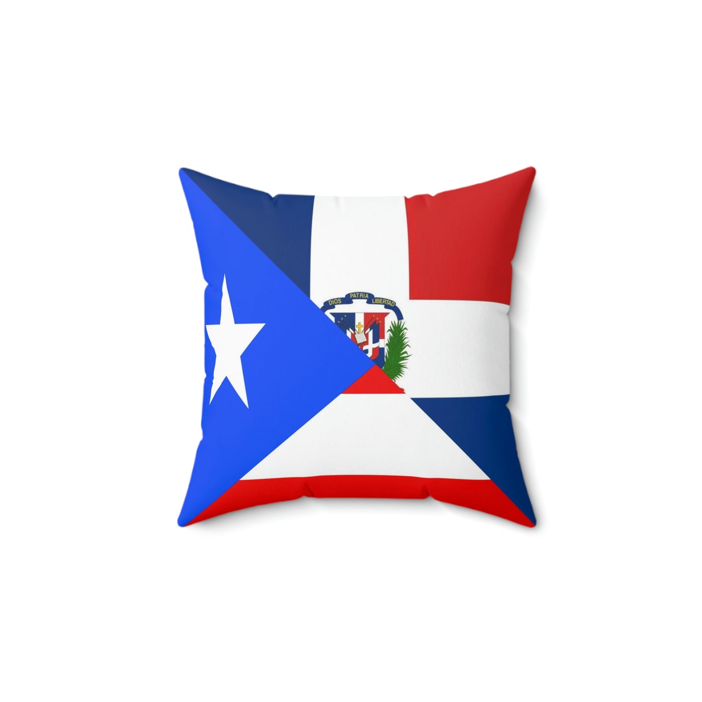 Puerto Rican Dominican Republic Flag Half PR DR Spun Polyester Square Pillow