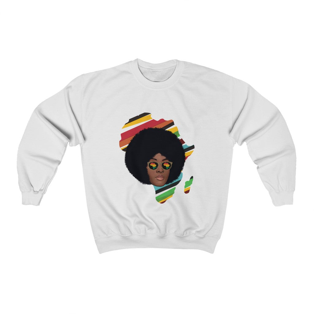 African Woman Glasses Sweatshirt | Africa Continent Men Women Adult Pullover
