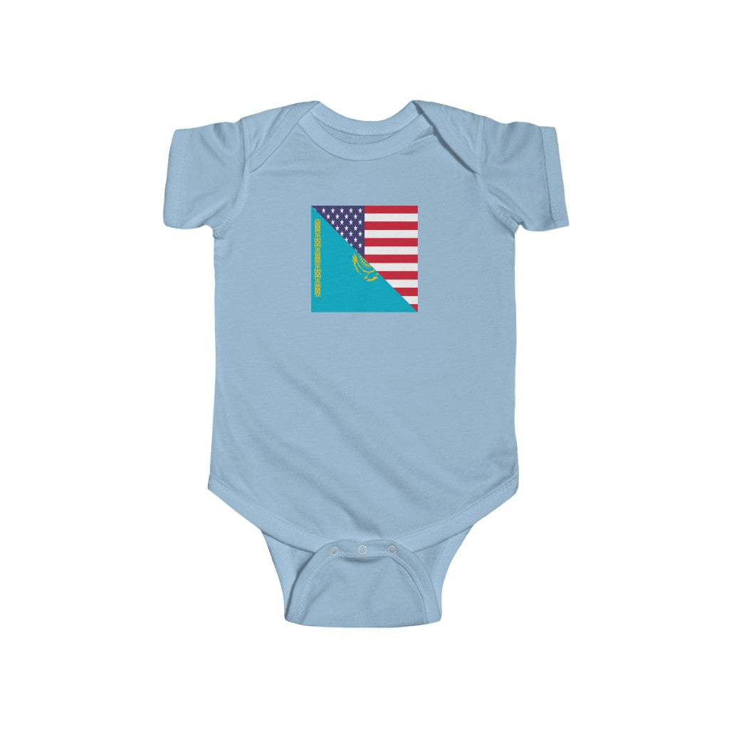 Kazakhstan American Flag Baby Bodysuit | Kazakhs Newborn Girl Boy