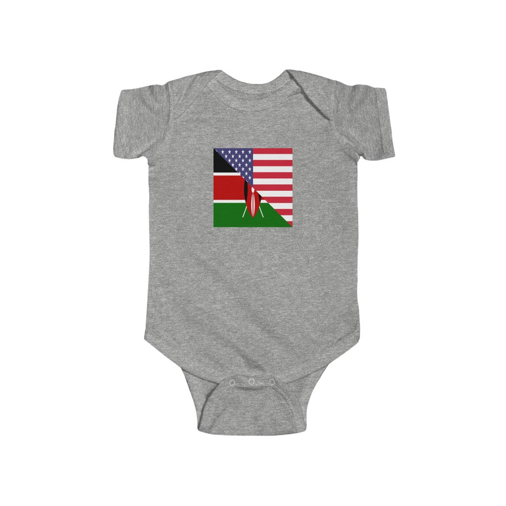 Kenyan American Flag Baby Bodysuit | Kenya USA Newborn Boy Girl