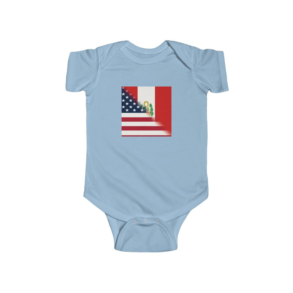 Half Peru - America Flag Baby Bodysuit | USA Peruvian Clothes