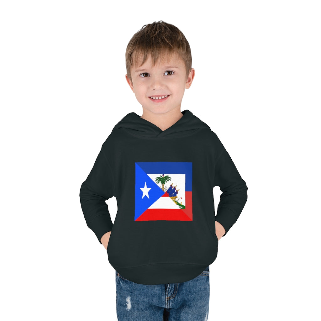 Toddler Haitian Puerto Rican Flag Pullover Fleece Hoodie | Haiti PR