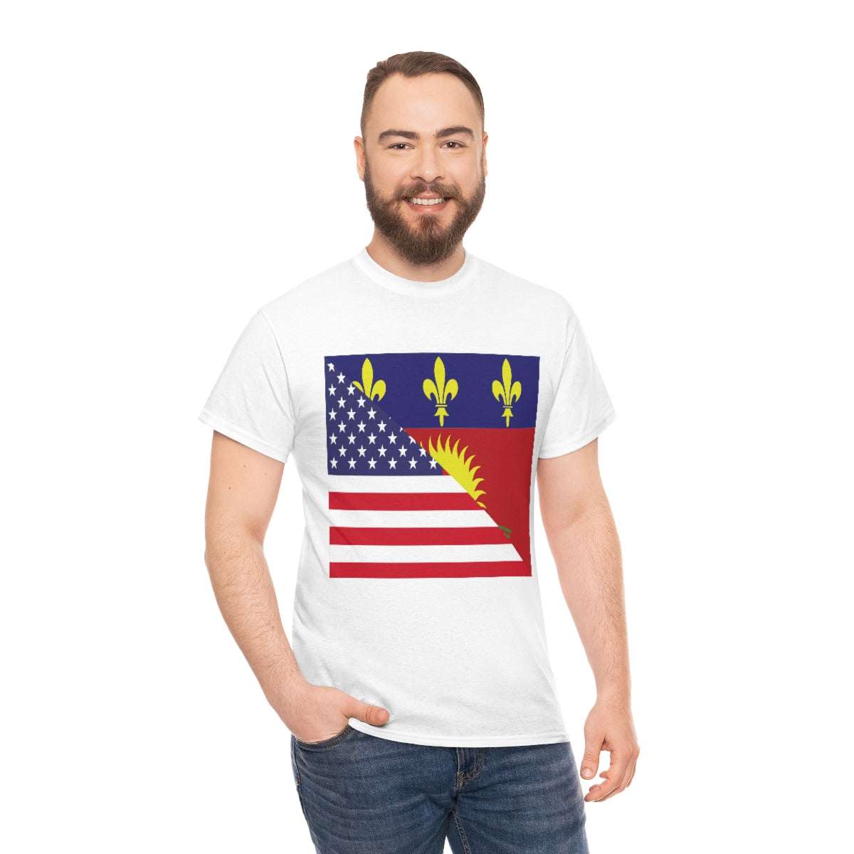 Guadeloupe American Flag Half Guadeloupean USA T-Shirt | Unisex Tee Shirt