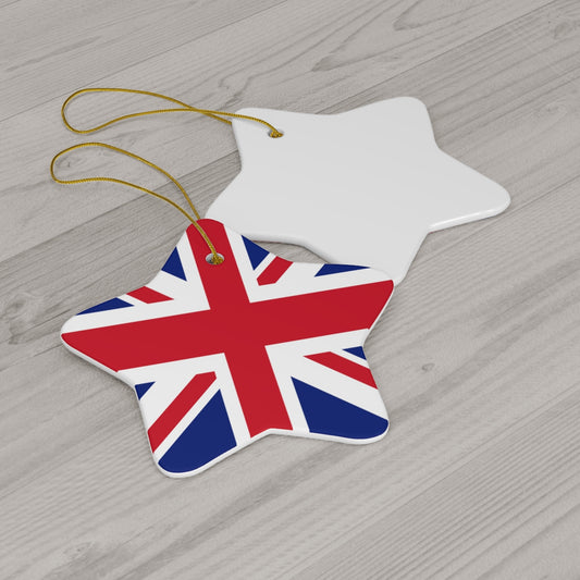 UK Flag British Ceramic Ornaments | United Kingdom Happy Christmas Tree