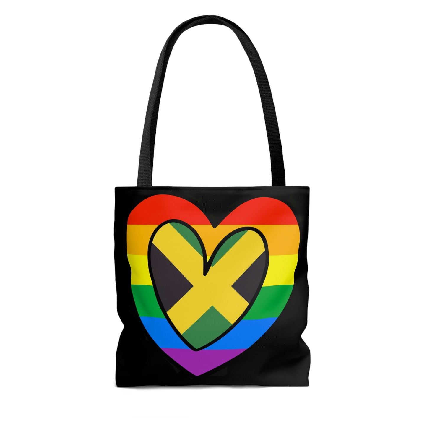 Jamaican Rainbow Flag Heart Jamaica Pride Month Tote Bag | Shoulder Bag