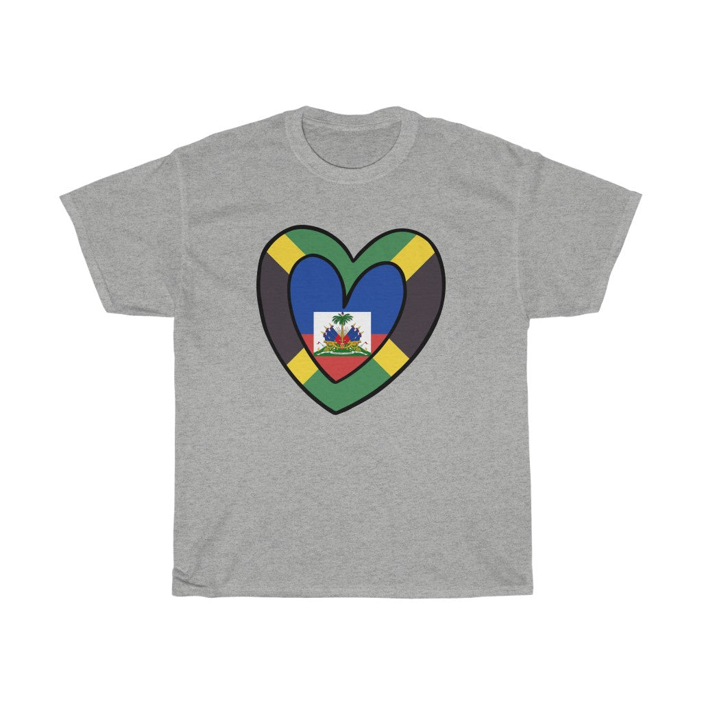 Jamaican Haitian Inner Flag Inner Heart Tee | Unisex Haiti Jamaica Shirt