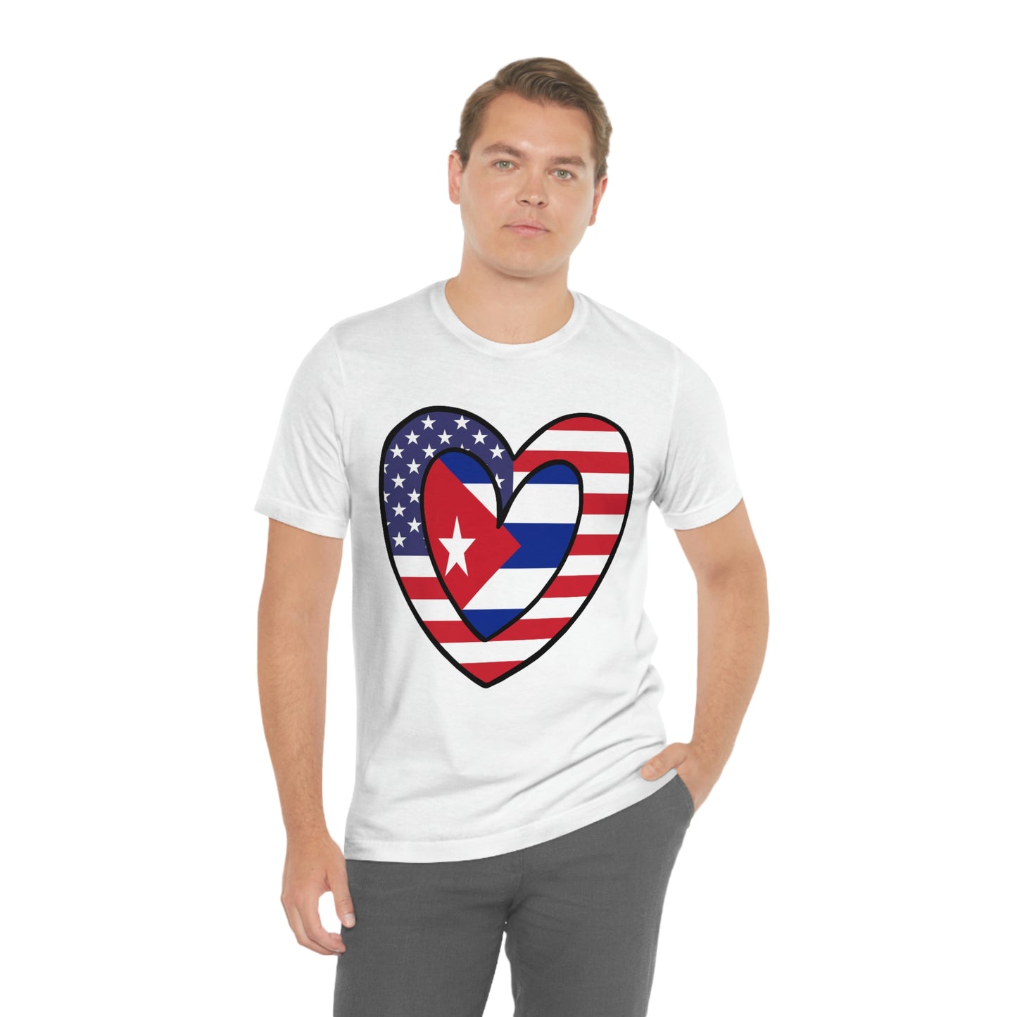 Cuban American Heart Valentines Day Gift Tee Shirt | Half Cuba USA Flag T-Shirt