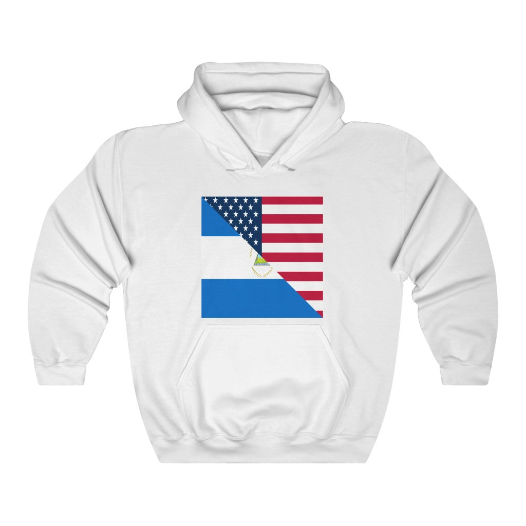 Nicaraguan American Flag Hoodie  | Unisex Half Nicaragua USA Pullover