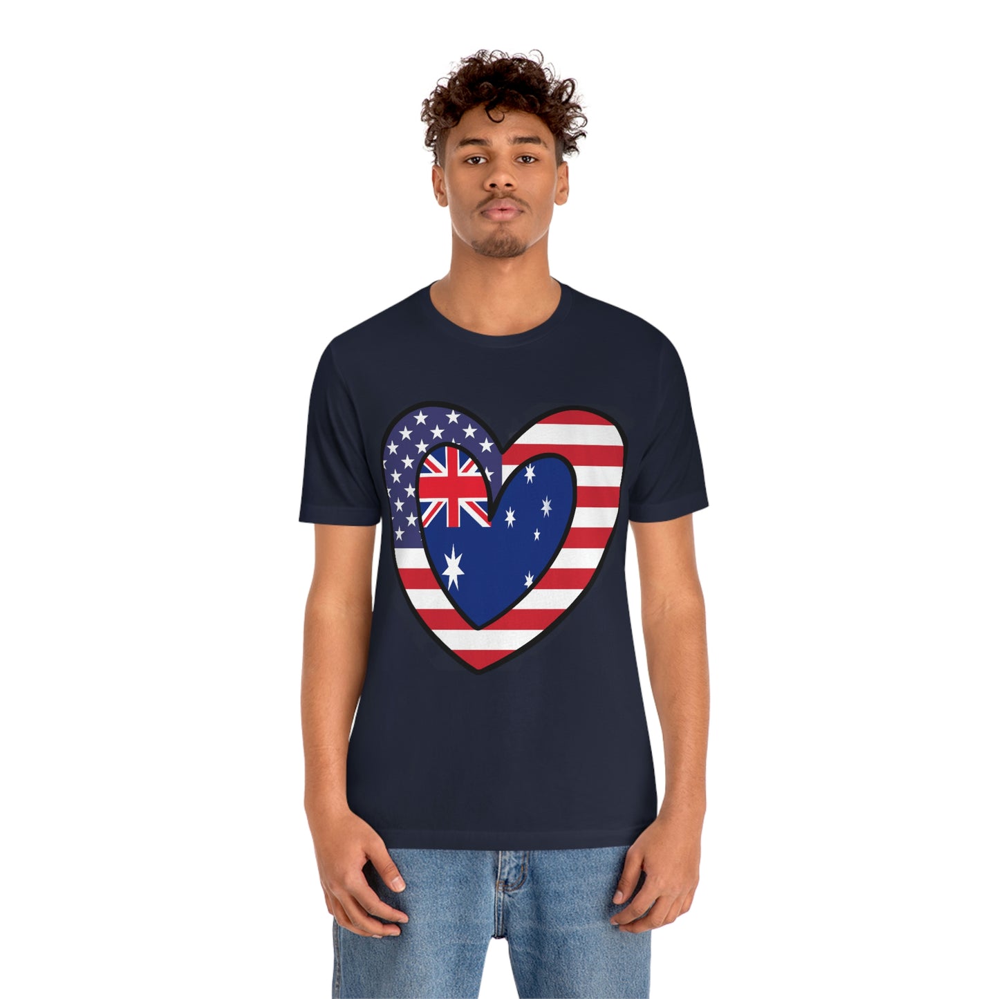 Australian American Heart Valentines Day Gift Tee Shirt | Half Australia USA Flag T-Shirt