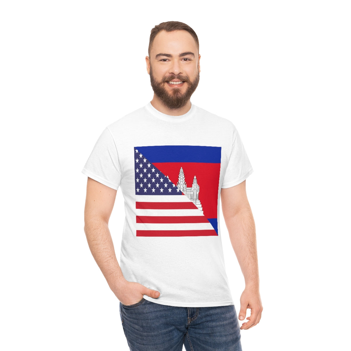 Cambodian American Flag Half Cambodia USA T-Shirt | Unisex Tee Shirt