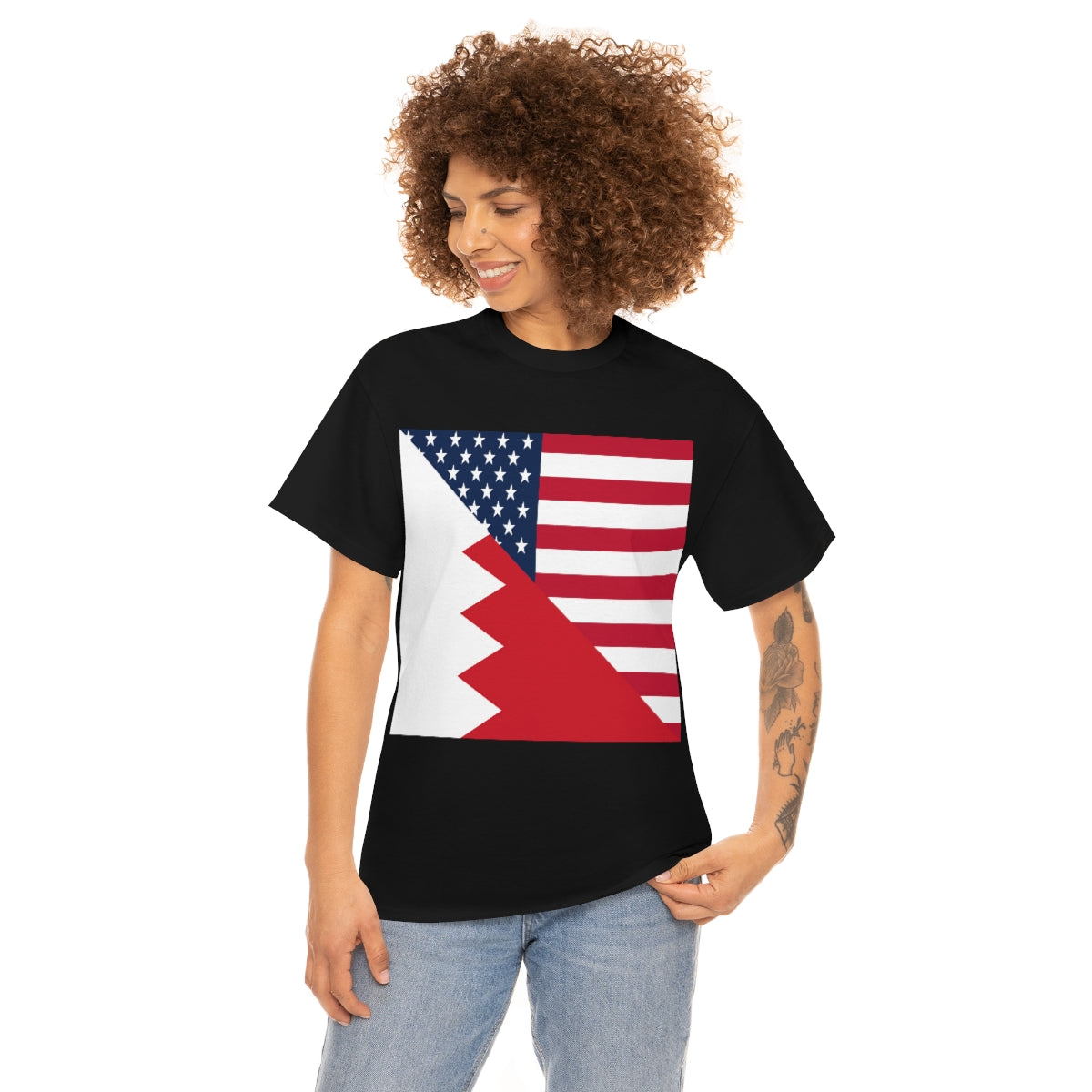 Bahrain American Flag Half Bahraini USA T-Shirt | Unisex Tee Shirt