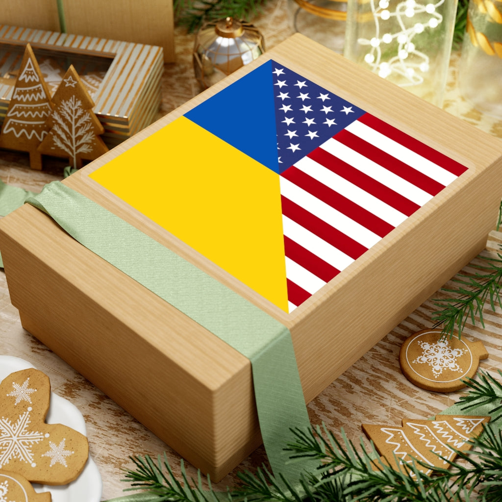 Ukraine America Flag Sticker | USA Ukrainian