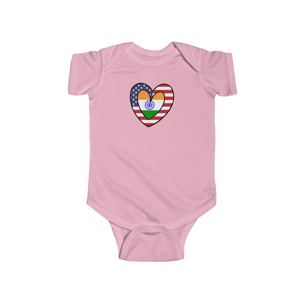 Baby India American Asian Flag Inner Heart Bodysuit | Unisex Indian