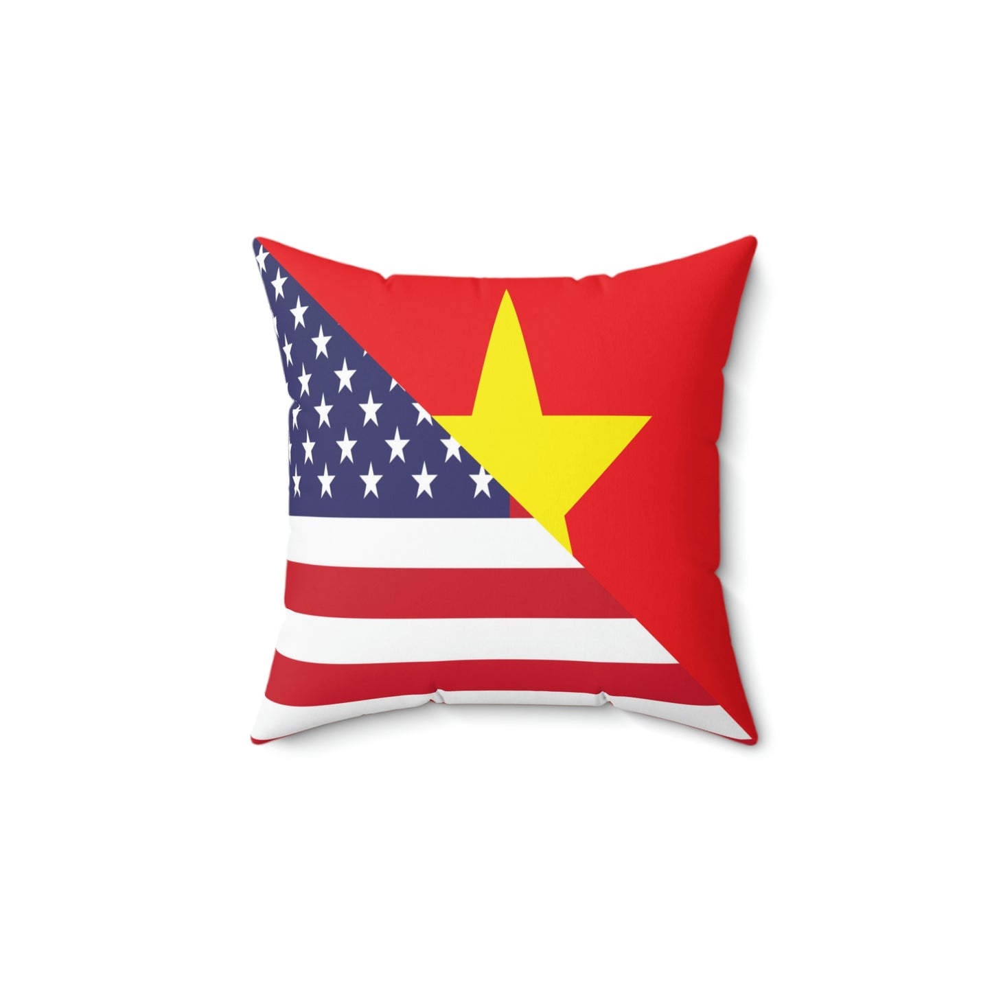 Vietnamese American Flag Half Vietnam USA Spun Polyester Square Pillow