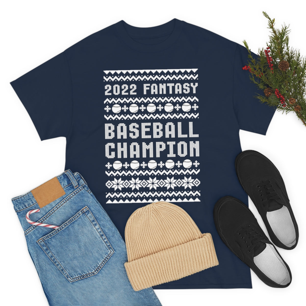 Fantasy Baseball Champion 2022 Ugly Christmas Tee Shirt | Unisex Champ T-Shirt