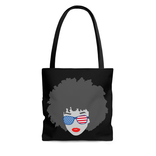 American Woman USA Flag Glasses Tote Bag | Shoulder Bag