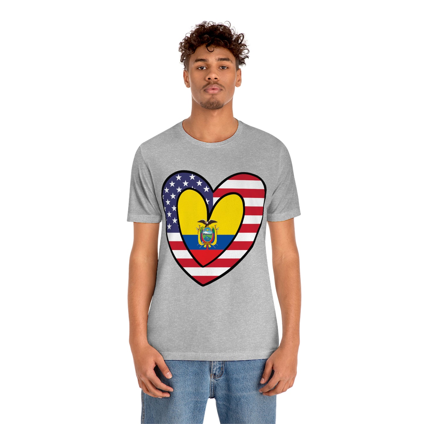 Ecuadorian American Heart Valentines Day Gift Tee Shirt | Half Ecuador USA Flag T-Shirt