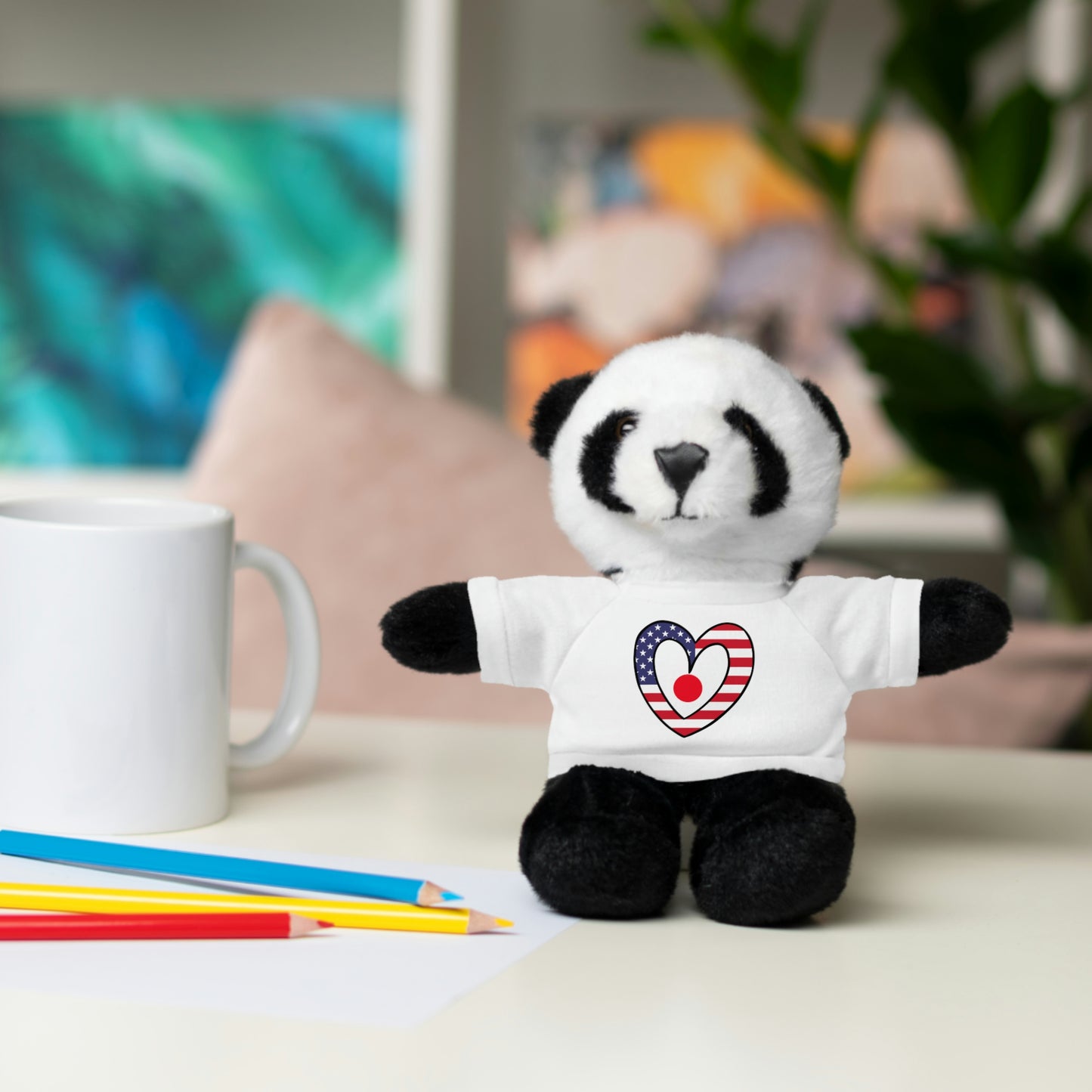 Japanese American Valentines Day Gift Stuffed Animal | Japan USA Flag Toy