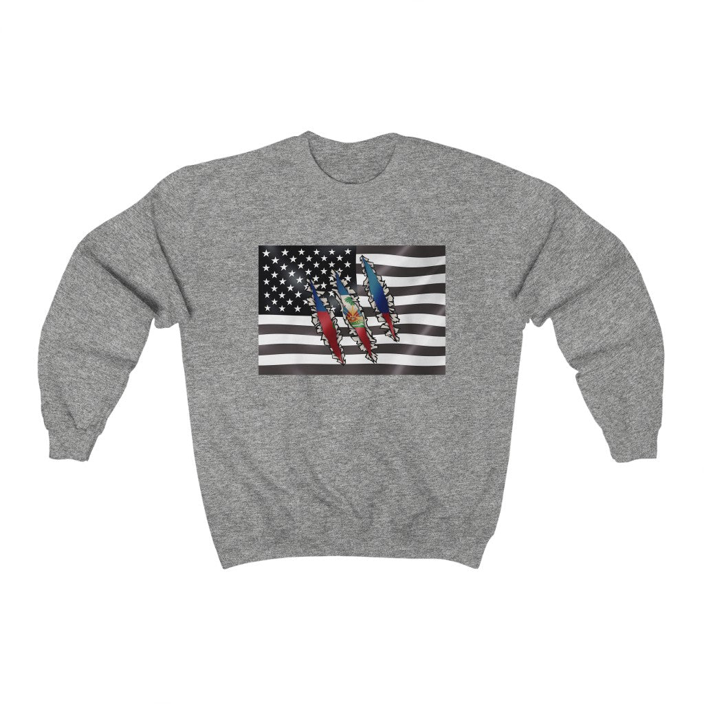 Haitian American Flag Sweatshirt | Haiti United States Men Women Pullover