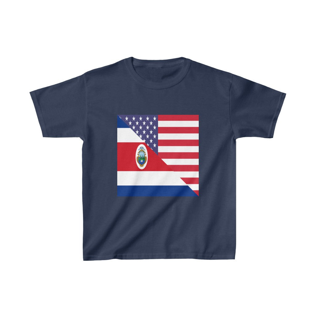 Kids Costa Rican American Flag USA T-Shirt | Unisex Tee Shirt