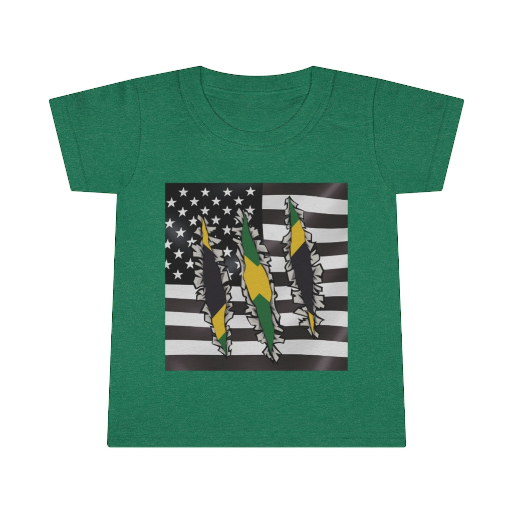 Toddler Jamaican American Flag T-Shirt | Jamaica USA Boy Girl Clothes