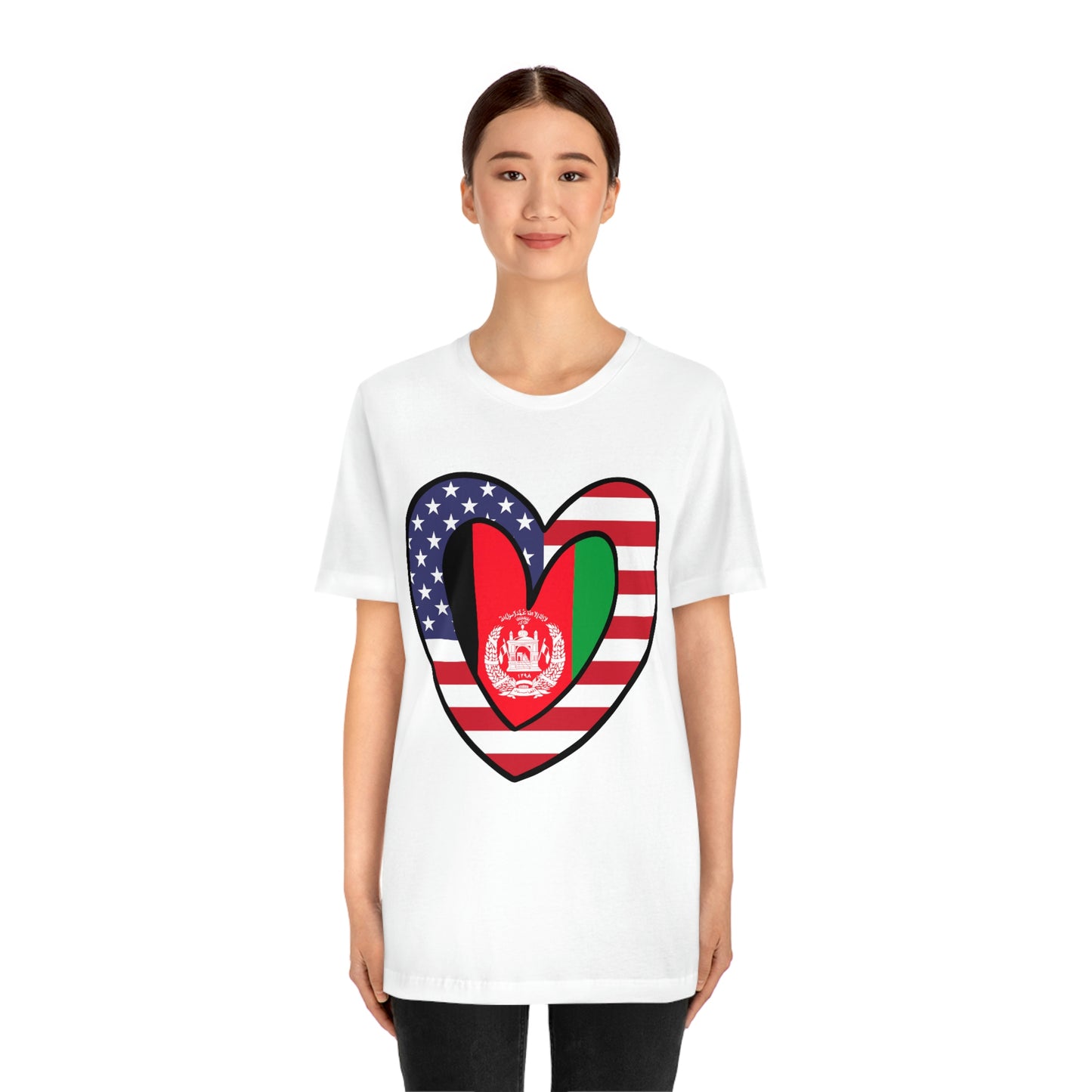 Afghan American Heart Valentines Day Gift Tee Shirt | Afghanistan USA Flag T-Shirt